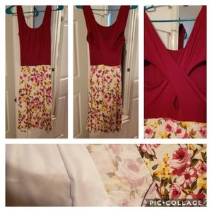 Red floral cross back dress